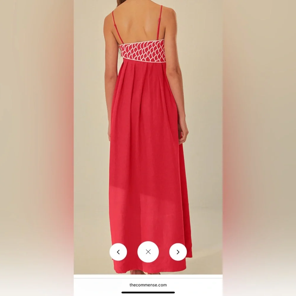 Commense Maxi Dress Embroidered Fish Applique Sleeveless Red Size M - Picture 5 of 7